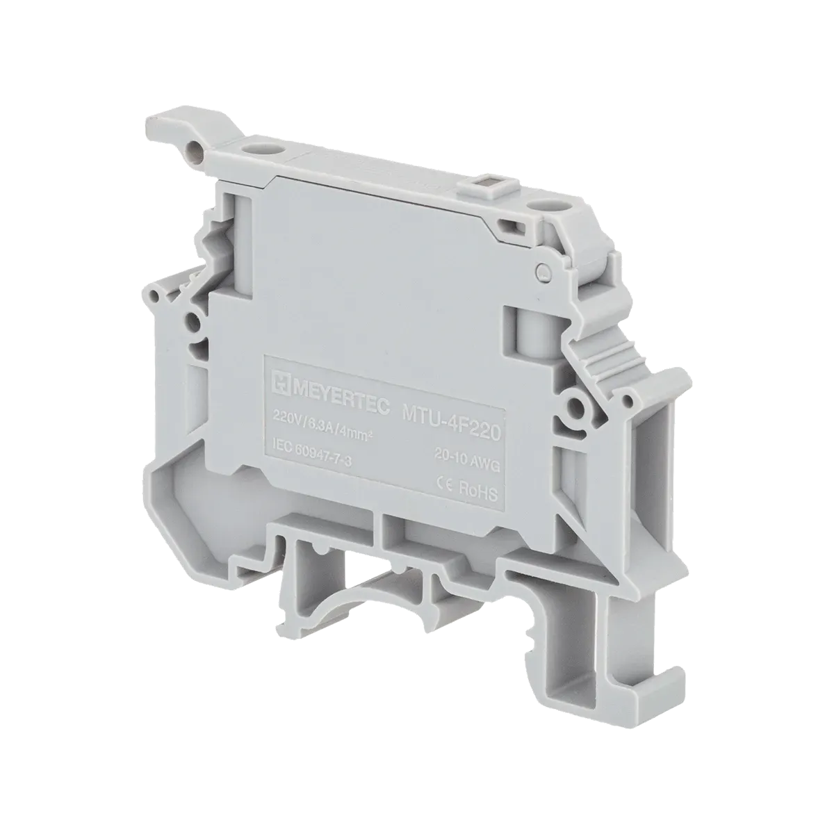 MTU-4F220 MEYERTEC Клемма винтовая с держателем предохранителя, 4 мм2, с индикацией 220В, серая 3 MTU-4F220 MEYERTEC Клемма винтовая с держателем предохранителя, 4 мм2, с индикацией 220В, серая — изображение 3