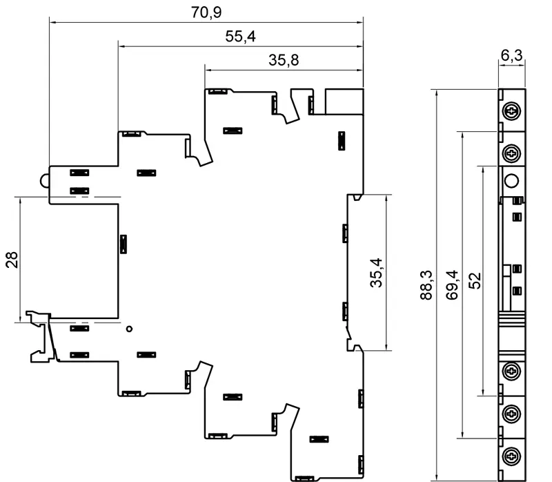 PYF-011BE/3.240AC.60DC KIPPRIBOR Колодка монтажная для реле 1 контакт - купить, характеристики 4 pyf-011be-3_240ac_60dc-foto4
