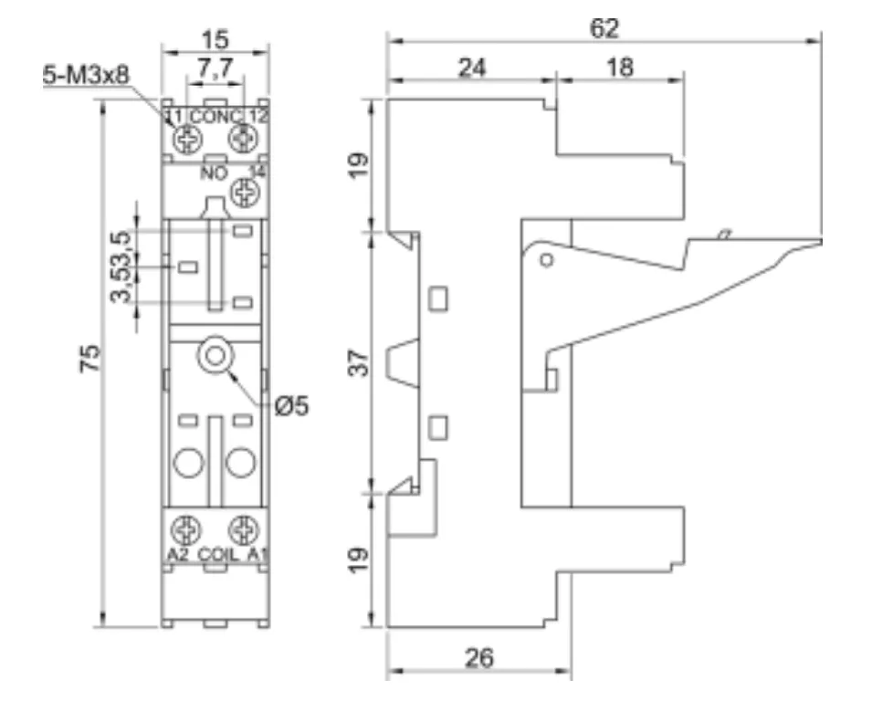 PYF-012BE/2 KIPPRIBOR Колодка монтажная для реле - купить, характеристики 2 PYF-012BE/2 KIPPRIBOR Колодка монтажная для реле - купить, характеристики — изображение 2