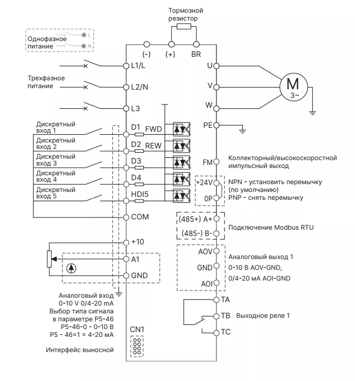 ESQ F 190s 4T-18.5G/22P преобразователь частоты 18.5 кВт 380 В 08.04.305115 2 esq-f-190s-shema-podkl