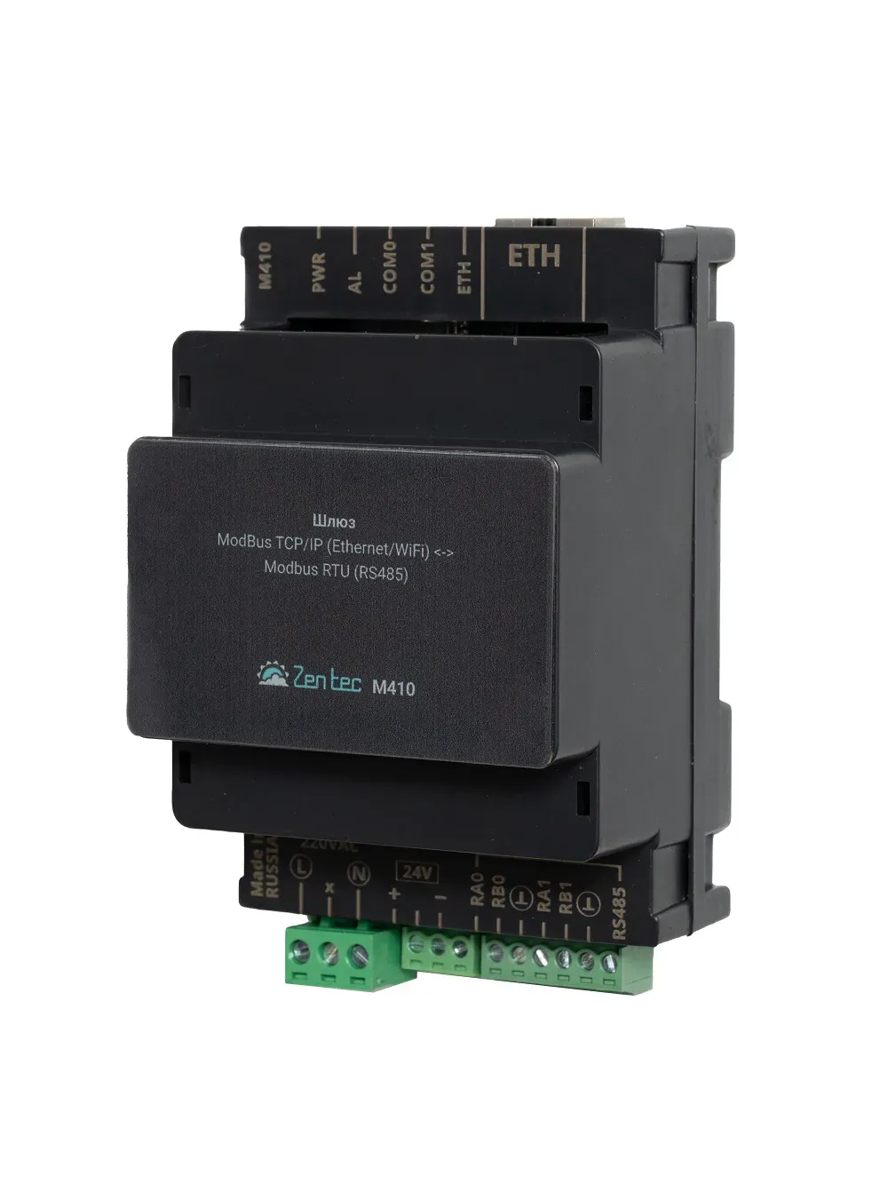 ZENTEC M410 - контроллер | шлюз ModBus TCP/IP (EtherNet, Wi-Fi) - ModBus RTU (RS-485) 1 zentec-m410-foto1